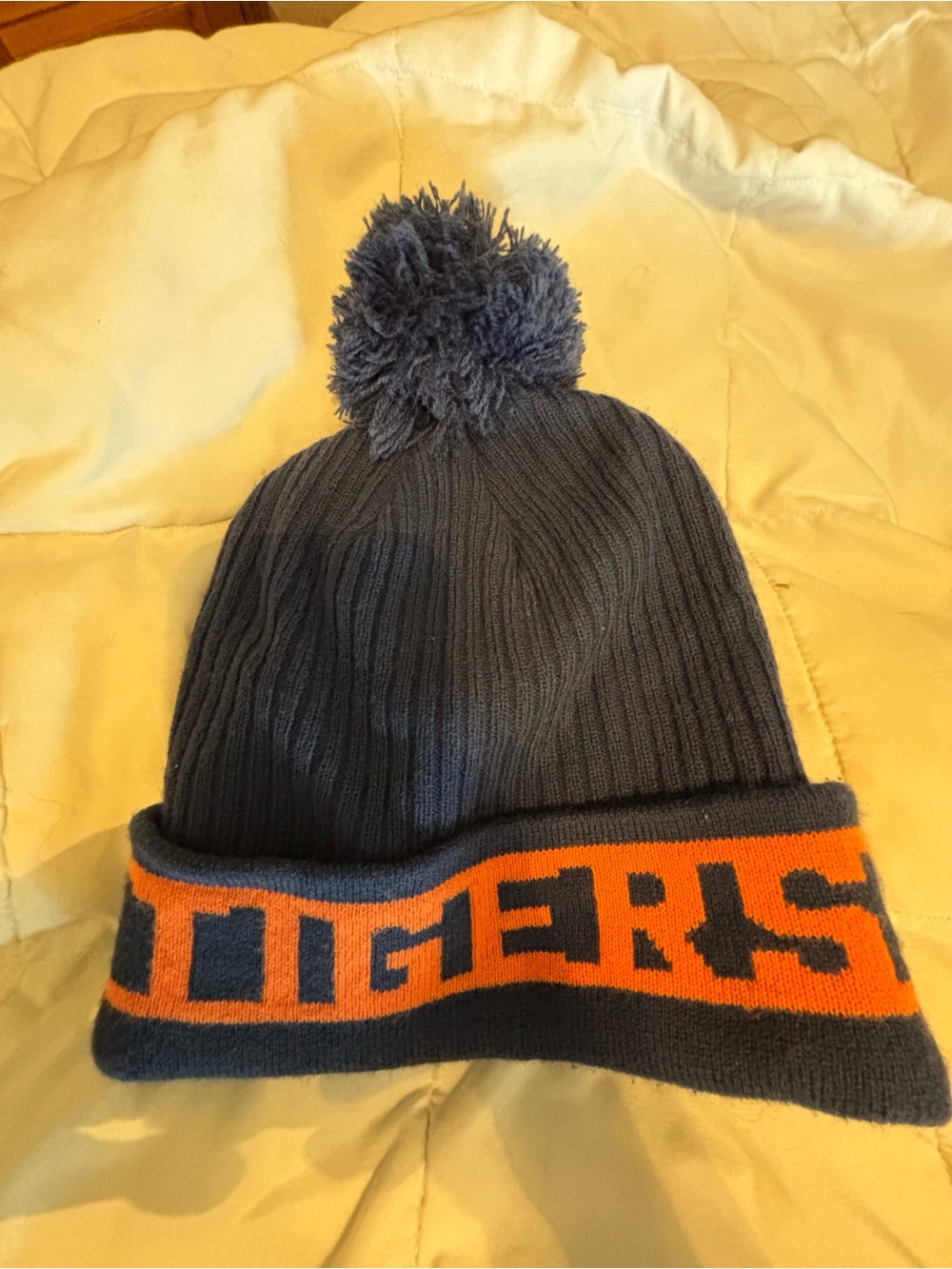 Auburn University Navy and Orange Pom Beanie Hat - Tigers Knit Cuff